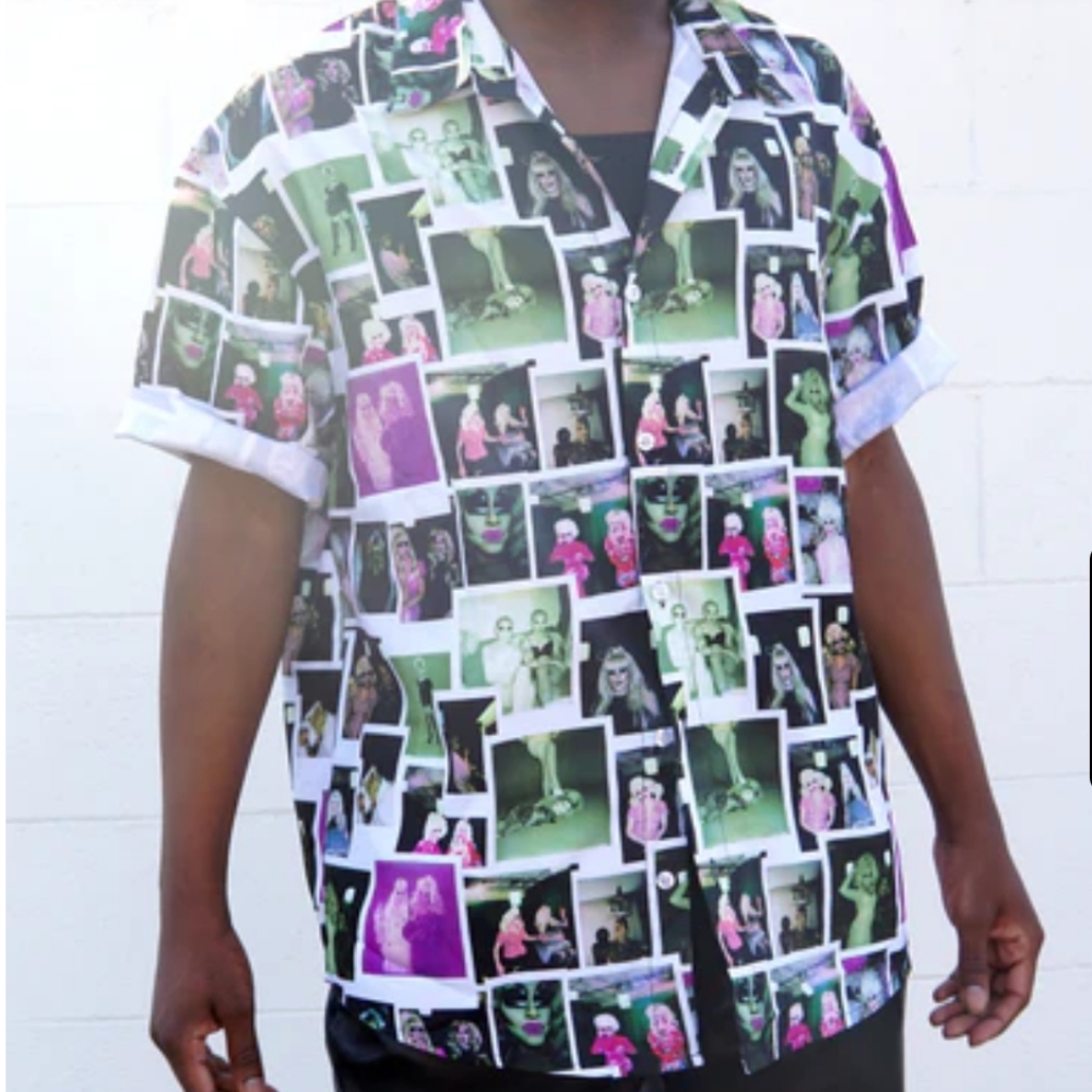 Trixie and Katya tour merch Snapshot Button Down short sleeved shirt